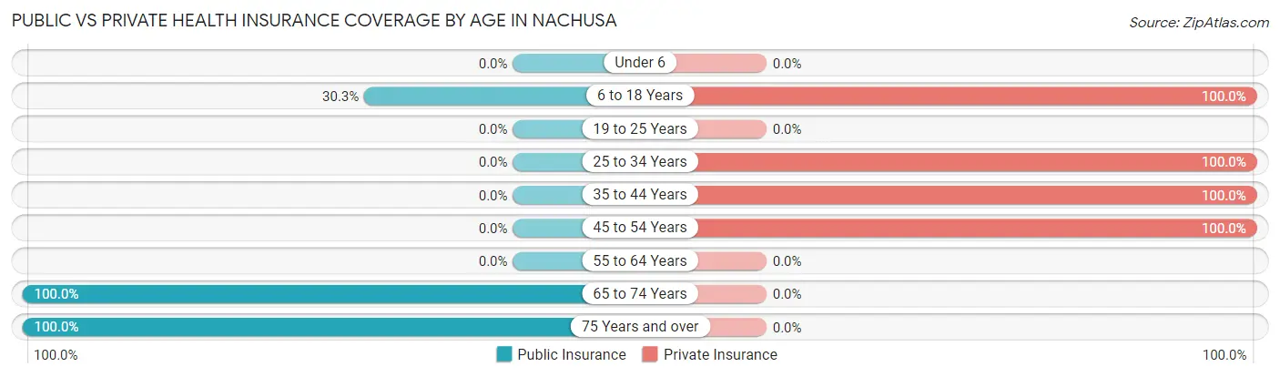 Public vs Private Health Insurance Coverage by Age in Nachusa