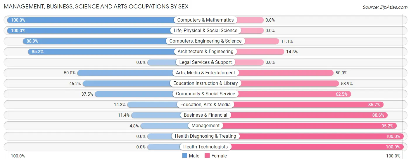 Management, Business, Science and Arts Occupations by Sex in New Milford