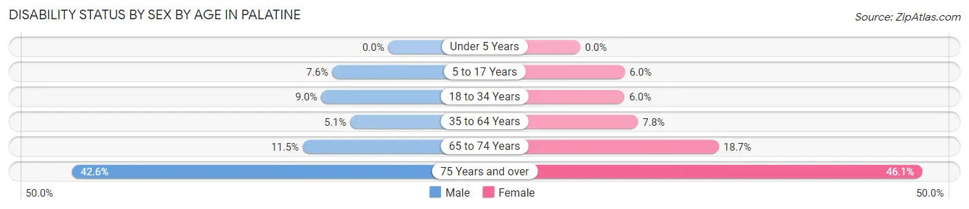 Disability Status by Sex by Age in Palatine