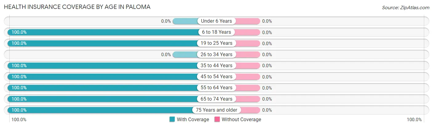 Health Insurance Coverage by Age in Paloma