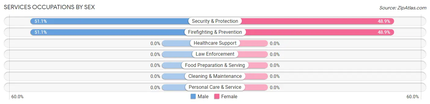 Services Occupations by Sex in Paloma