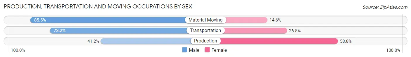 Production, Transportation and Moving Occupations by Sex in Preston Heights