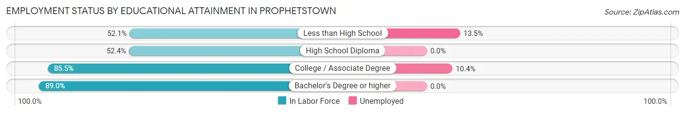 Employment Status by Educational Attainment in Prophetstown