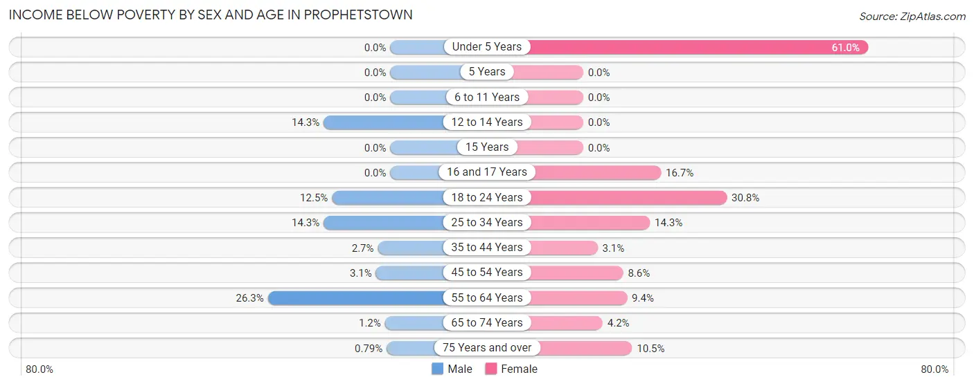 Income Below Poverty by Sex and Age in Prophetstown