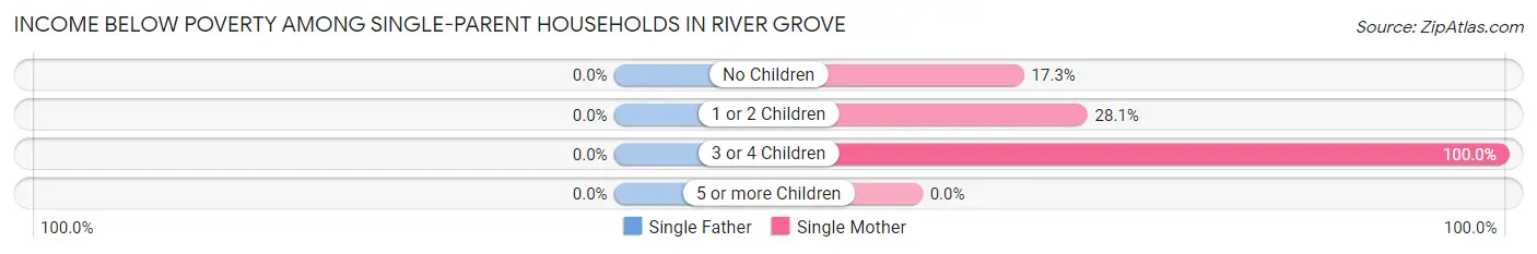 Income Below Poverty Among Single-Parent Households in River Grove