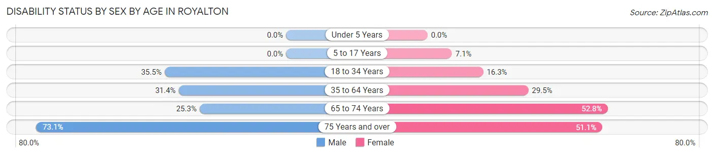 Disability Status by Sex by Age in Royalton