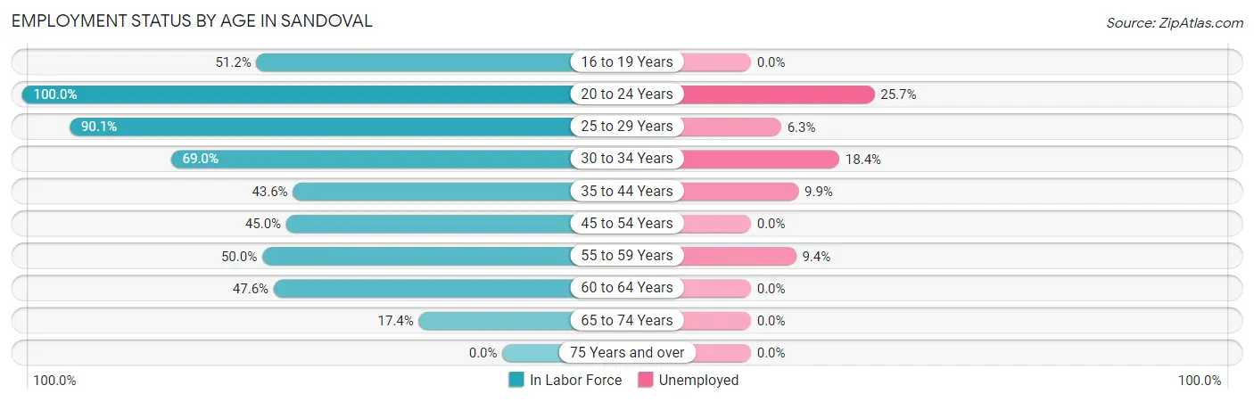 Employment Status by Age in Sandoval
