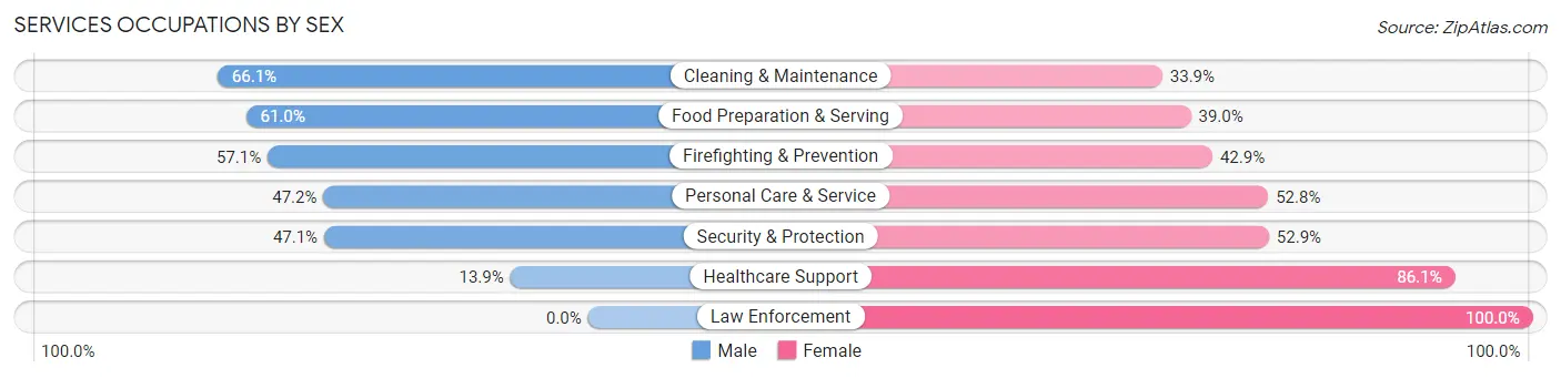 Services Occupations by Sex in Sauk Village