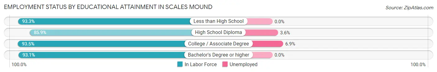 Employment Status by Educational Attainment in Scales Mound