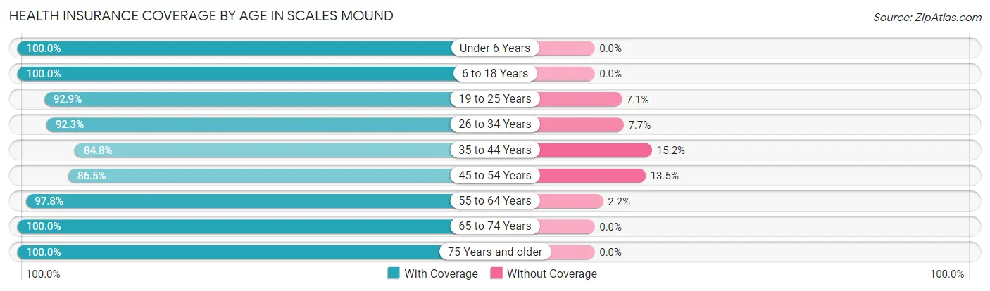 Health Insurance Coverage by Age in Scales Mound