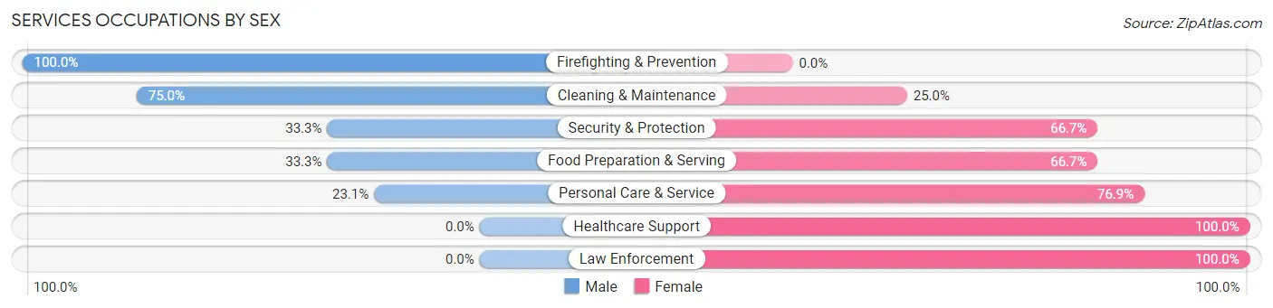 Services Occupations by Sex in Scales Mound