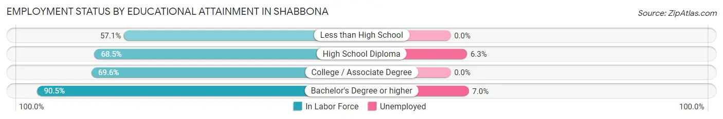 Employment Status by Educational Attainment in Shabbona