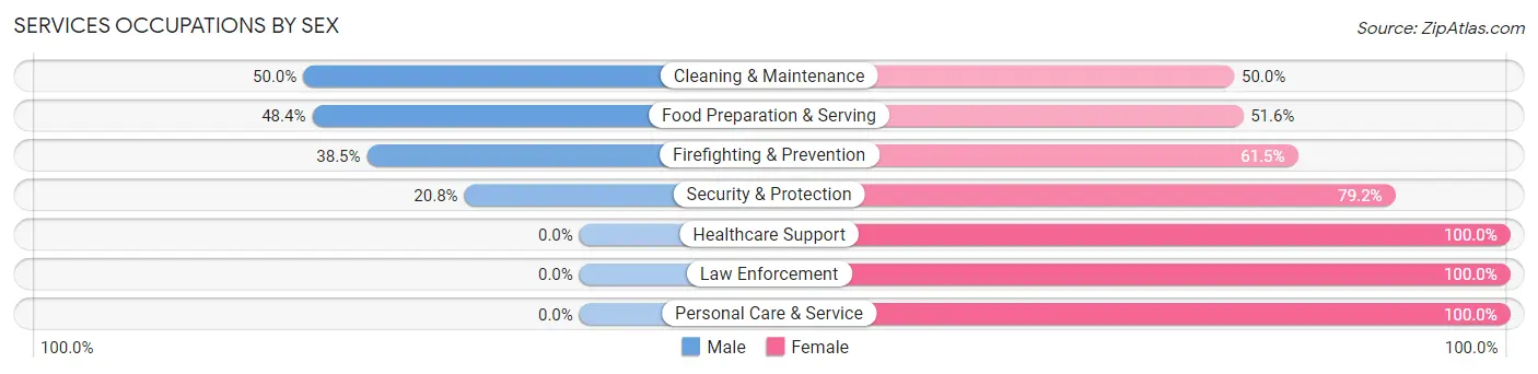 Services Occupations by Sex in Shabbona