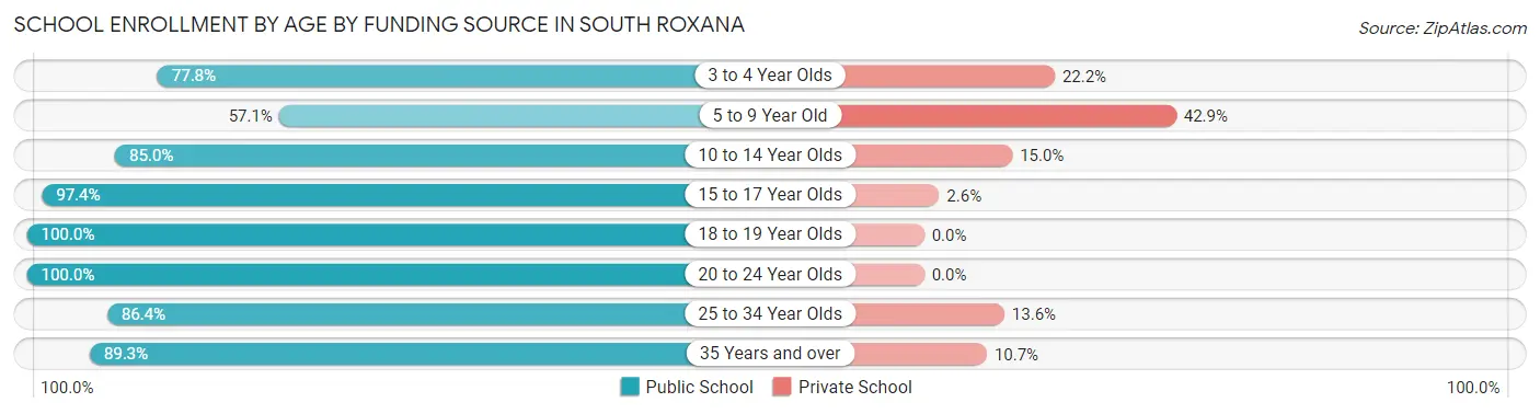 School Enrollment by Age by Funding Source in South Roxana
