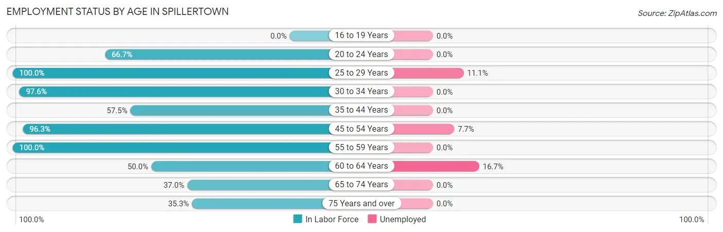 Employment Status by Age in Spillertown