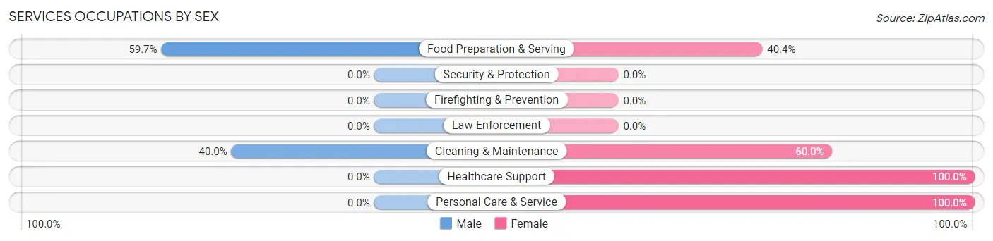 Services Occupations by Sex in St Elmo