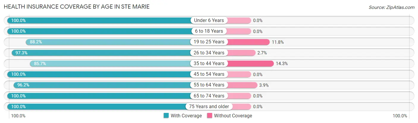 Health Insurance Coverage by Age in Ste Marie