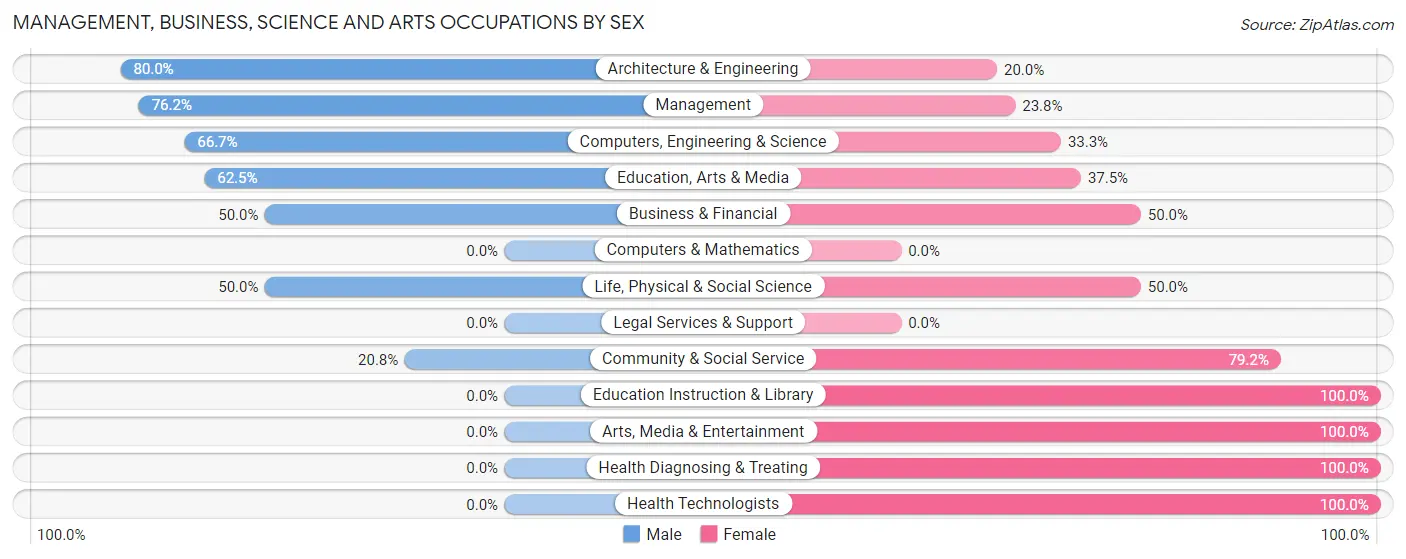 Management, Business, Science and Arts Occupations by Sex in Stonington