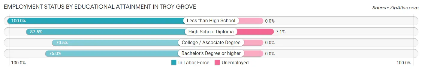 Employment Status by Educational Attainment in Troy Grove