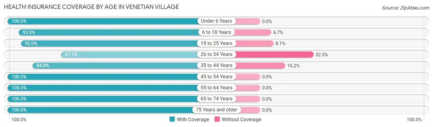Health Insurance Coverage by Age in Venetian Village