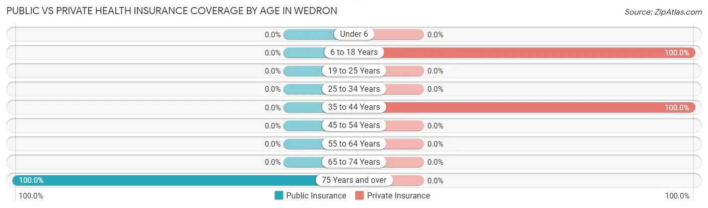 Public vs Private Health Insurance Coverage by Age in Wedron