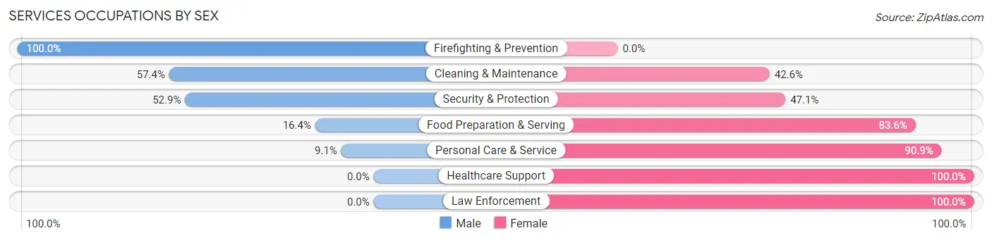 Services Occupations by Sex in Winnebago