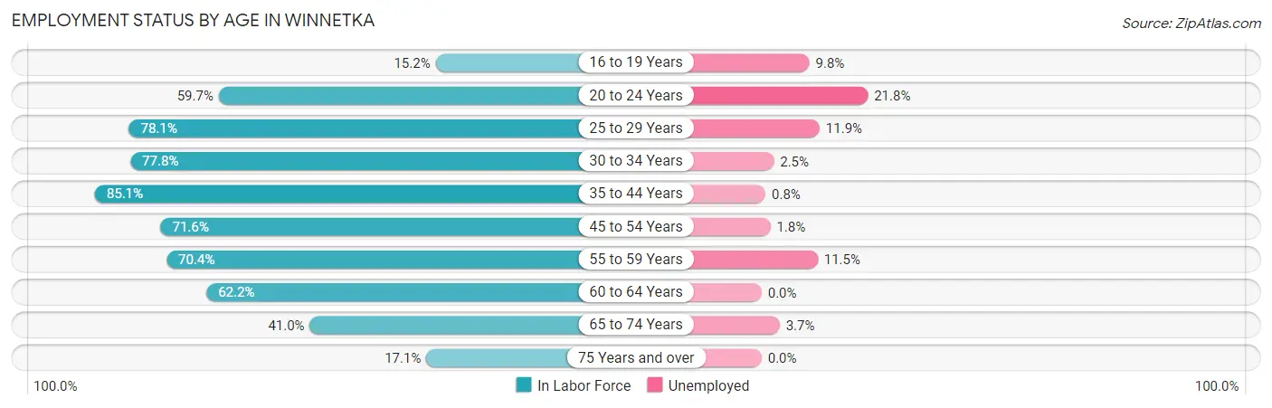 Employment Status by Age in Winnetka