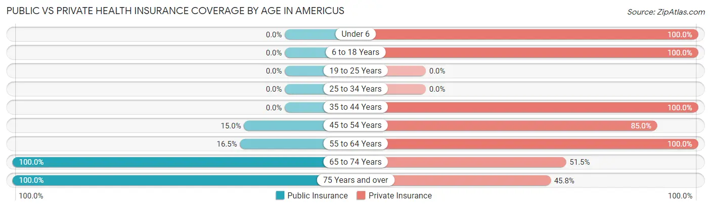 Public vs Private Health Insurance Coverage by Age in Americus