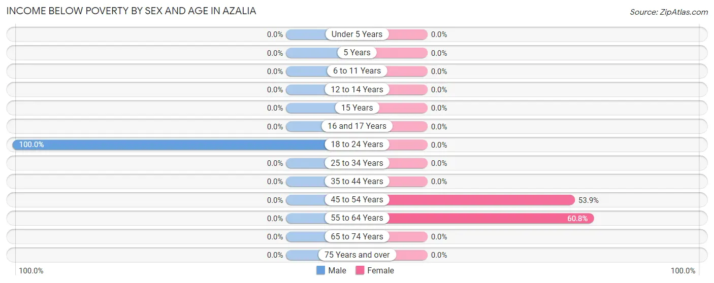 Income Below Poverty by Sex and Age in Azalia