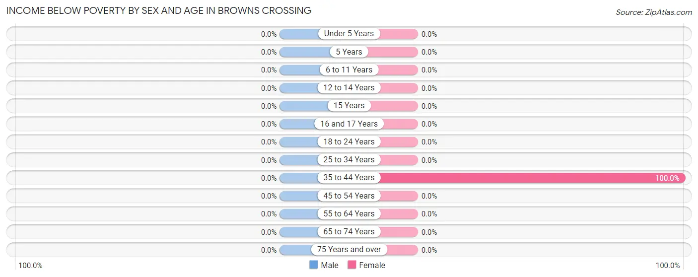 Income Below Poverty by Sex and Age in Browns Crossing