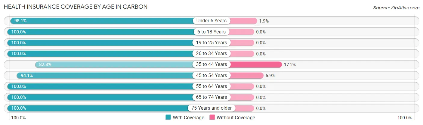 Health Insurance Coverage by Age in Carbon