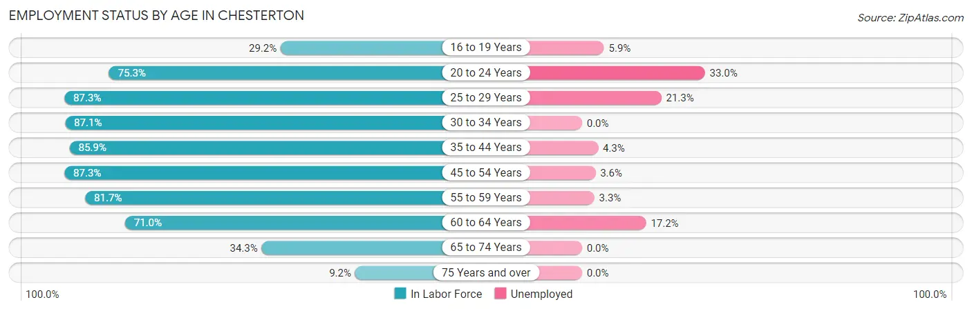 Employment Status by Age in Chesterton