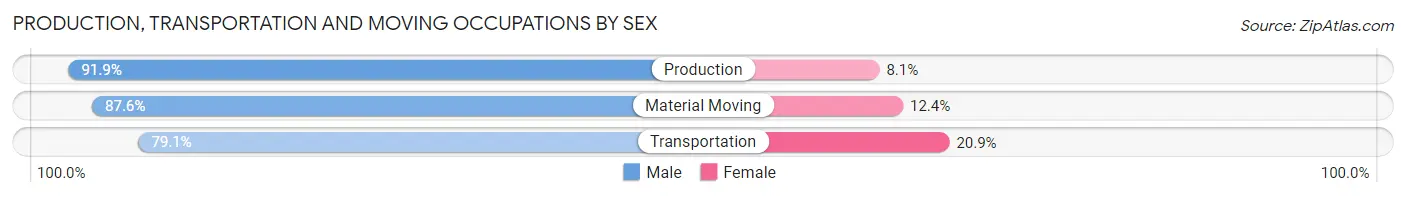 Production, Transportation and Moving Occupations by Sex in Chesterton