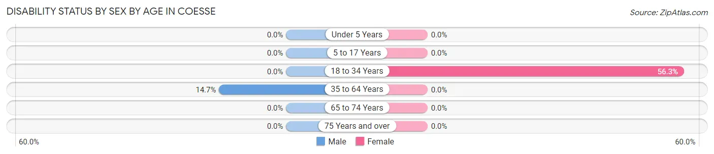 Disability Status by Sex by Age in Coesse