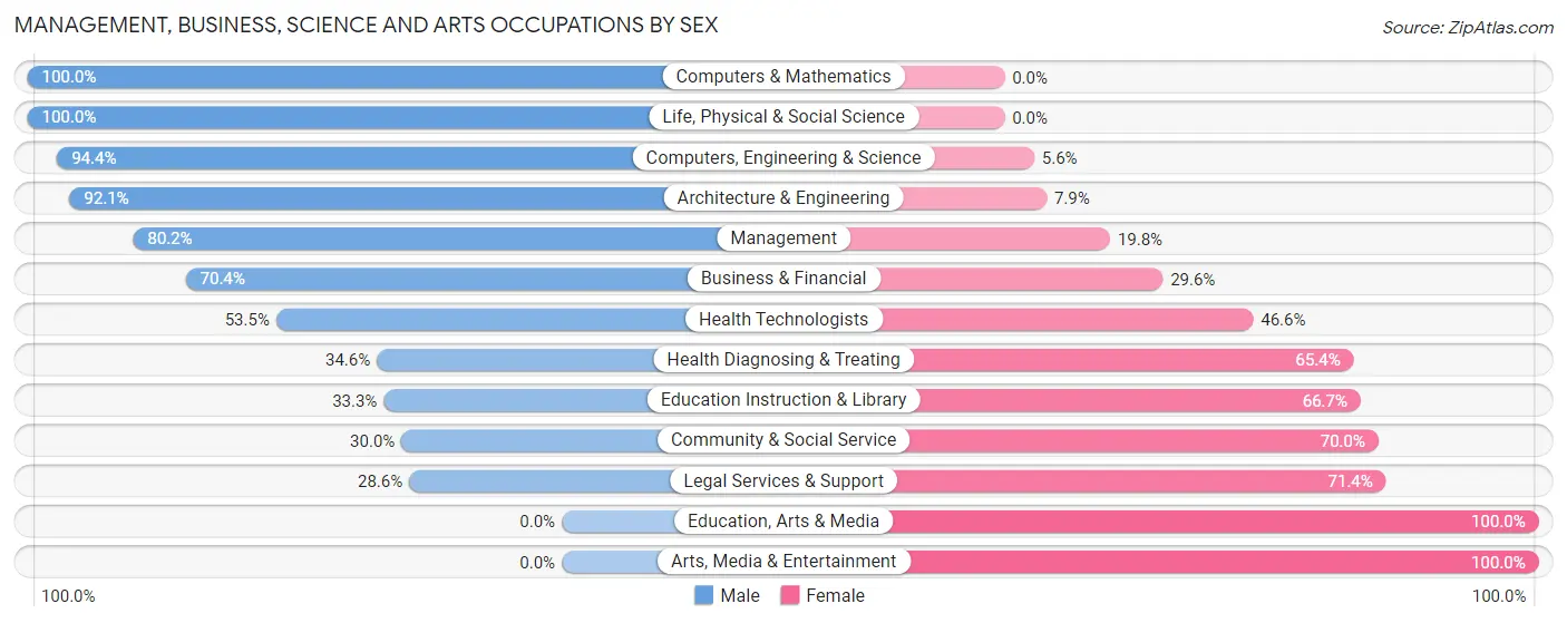 Management, Business, Science and Arts Occupations by Sex in Darmstadt