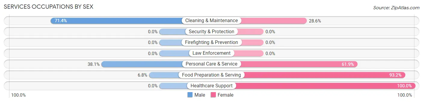 Services Occupations by Sex in Farmland