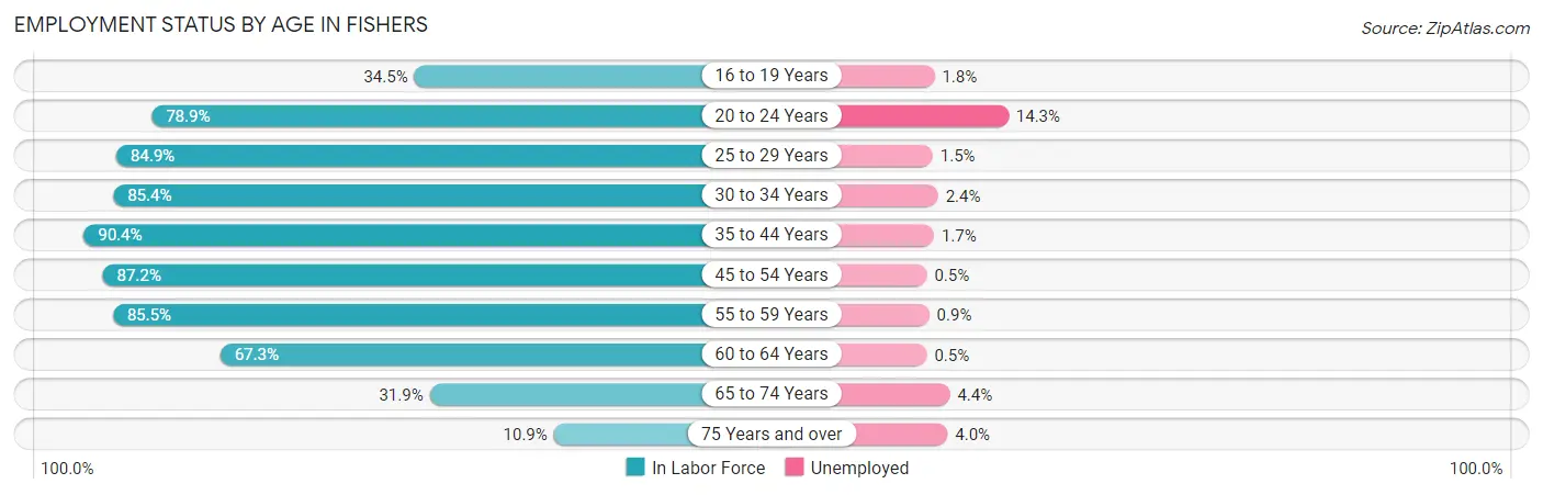 Employment Status by Age in Fishers