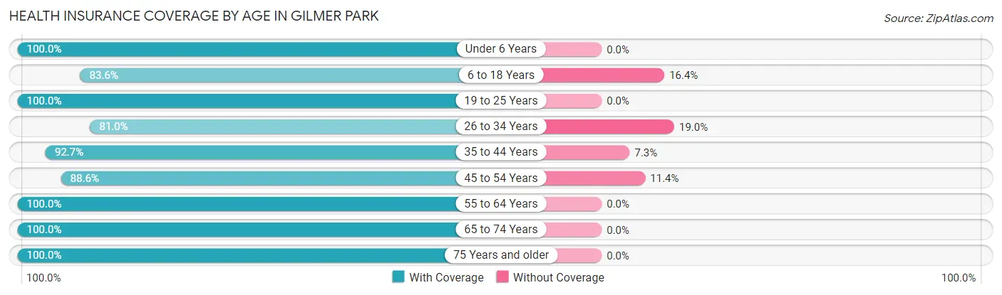 Health Insurance Coverage by Age in Gilmer Park