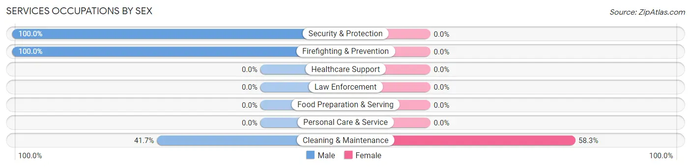 Services Occupations by Sex in Gilmer Park