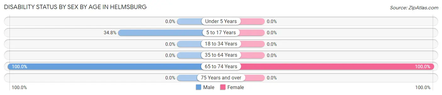Disability Status by Sex by Age in Helmsburg
