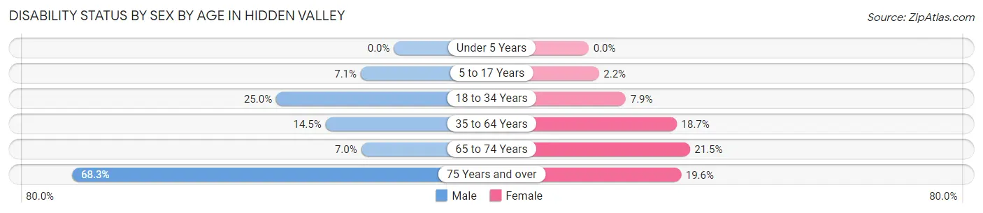 Disability Status by Sex by Age in Hidden Valley