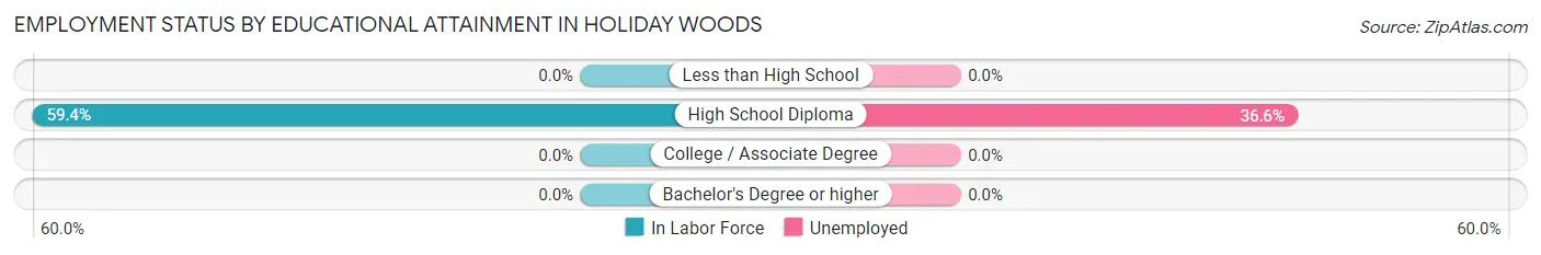 Employment Status by Educational Attainment in Holiday Woods