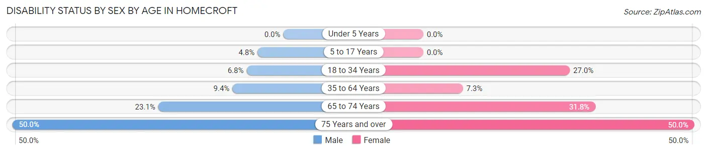 Disability Status by Sex by Age in Homecroft