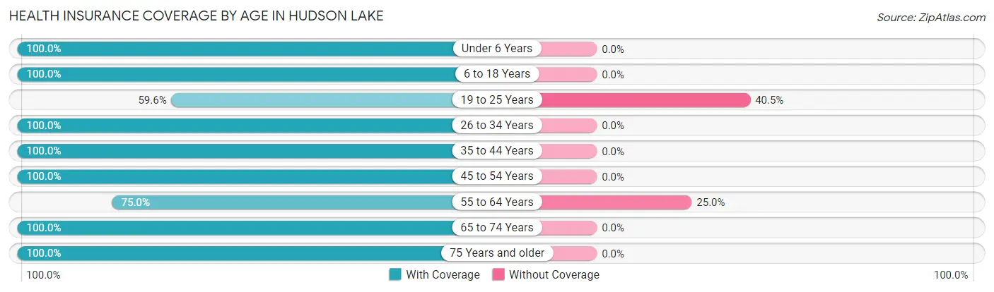 Health Insurance Coverage by Age in Hudson Lake