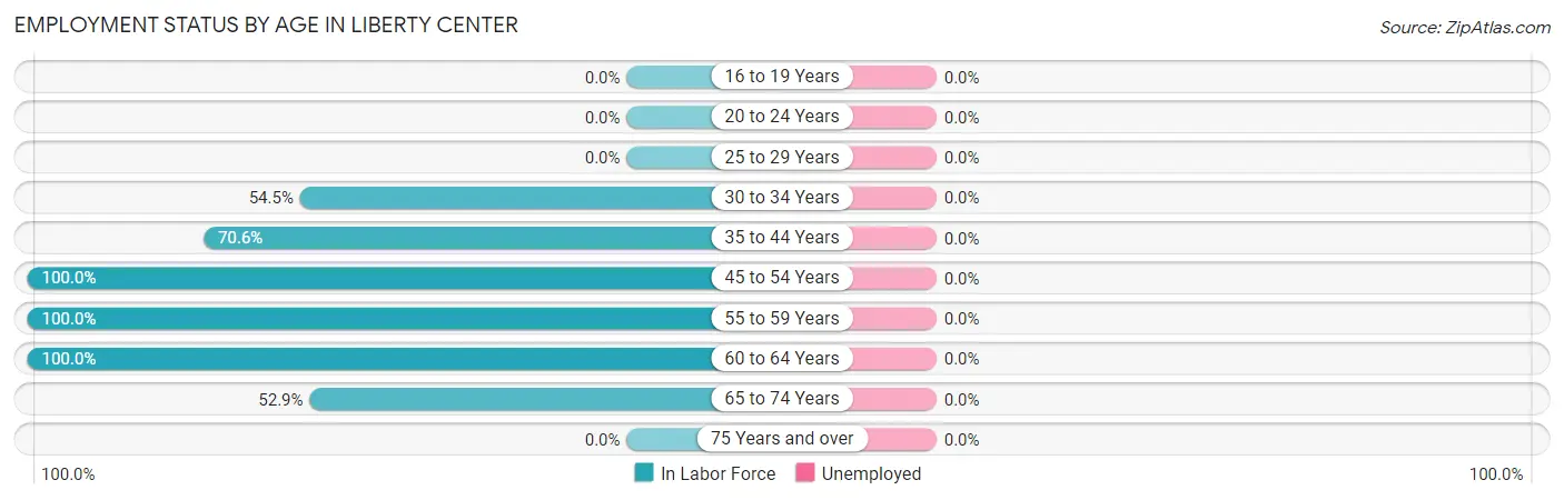 Employment Status by Age in Liberty Center