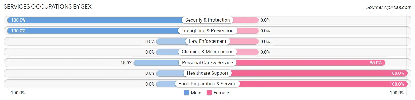 Services Occupations by Sex in Meridian Hills