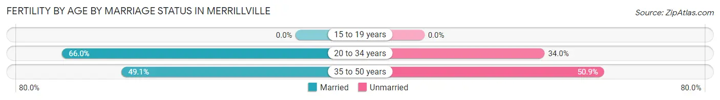 Female Fertility by Age by Marriage Status in Merrillville