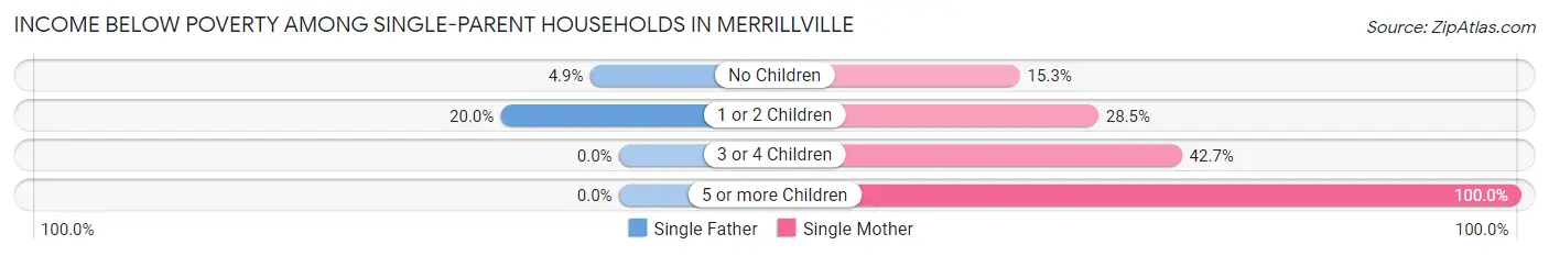 Income Below Poverty Among Single-Parent Households in Merrillville