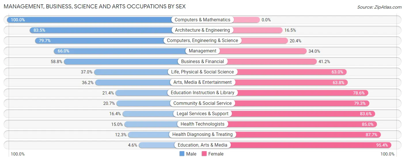Management, Business, Science and Arts Occupations by Sex in Michigan City