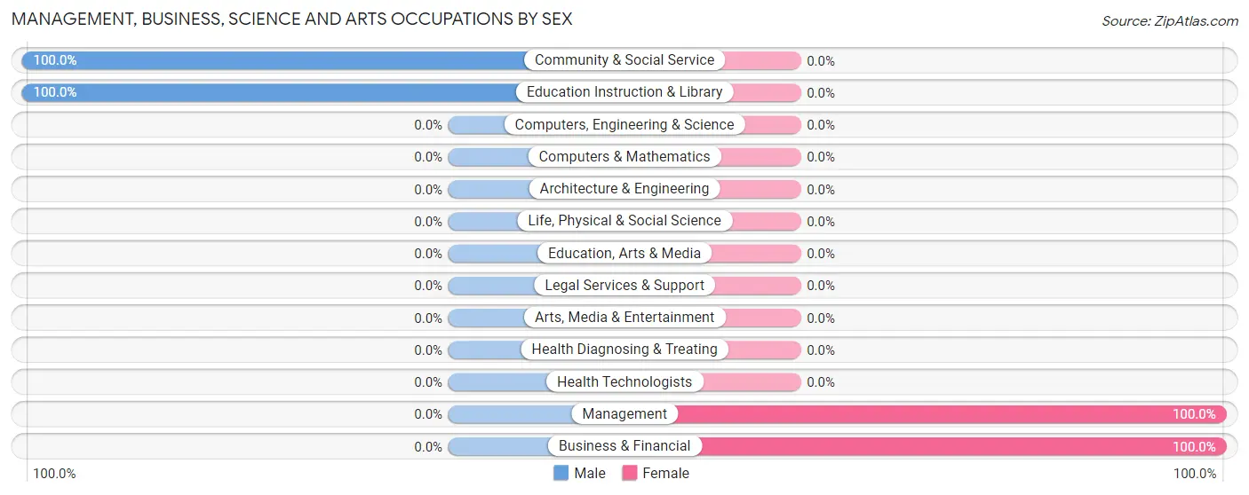 Management, Business, Science and Arts Occupations by Sex in New London